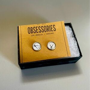 Obsessories Optometry Earrings, stud, eyechart, brand new, never worn